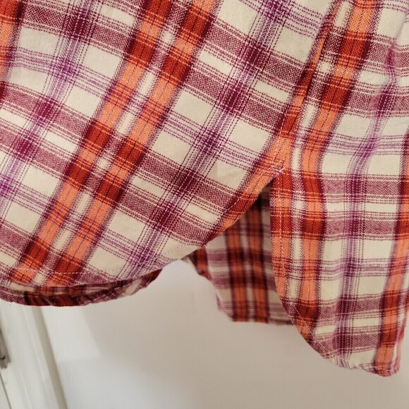 NEW Anthropologie Holding Horses Red Plaid Button Up Shacket Cotton Shirt Sz XS - Picture 6 of 13
